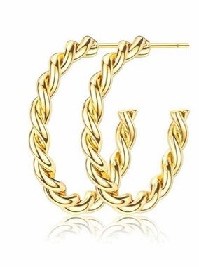 #114 Gold Plated Twisted Hoop Earrings